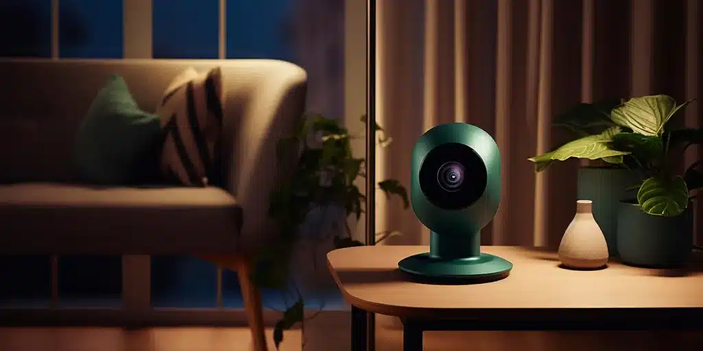 a green camera on a table