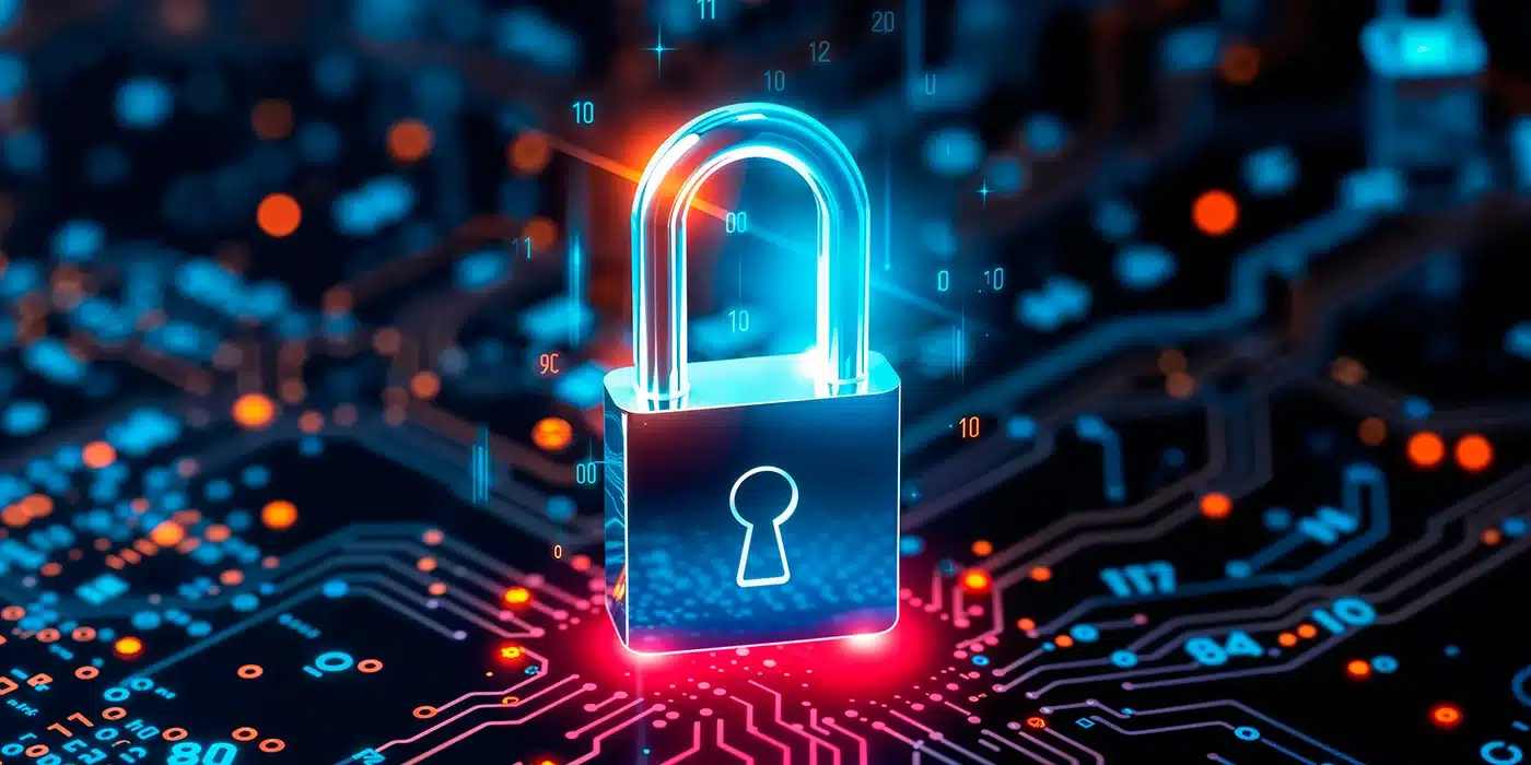 Abstract illustration of modern digital lock and security technology