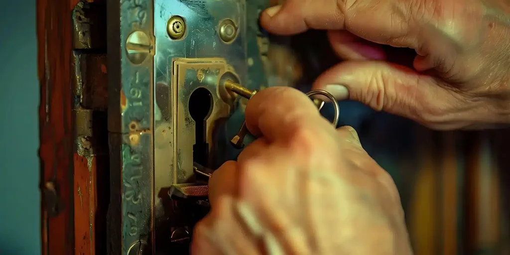 a person opening a keyhole