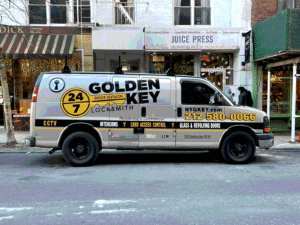Golden Key Locksmith NYC Work Van in Manhattan