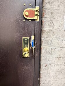 a door lock and lock on a door