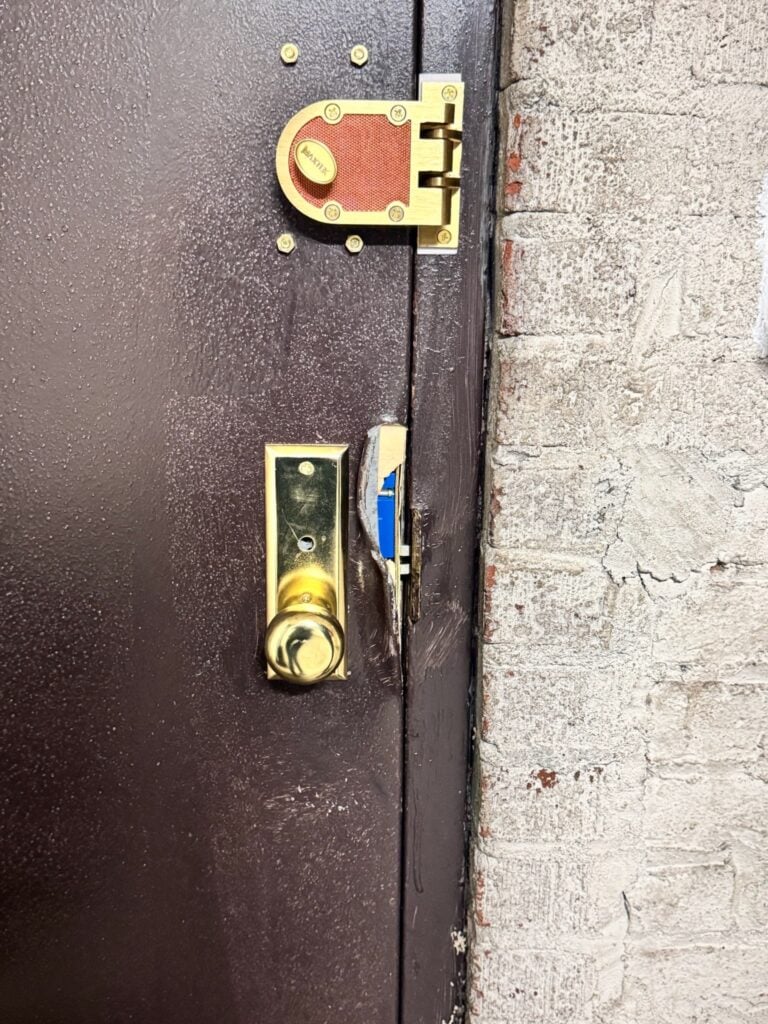 a door lock and lock on a door