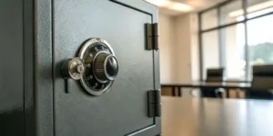 a safe with a combination lock