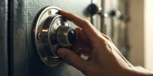Opening a combination safe lock.