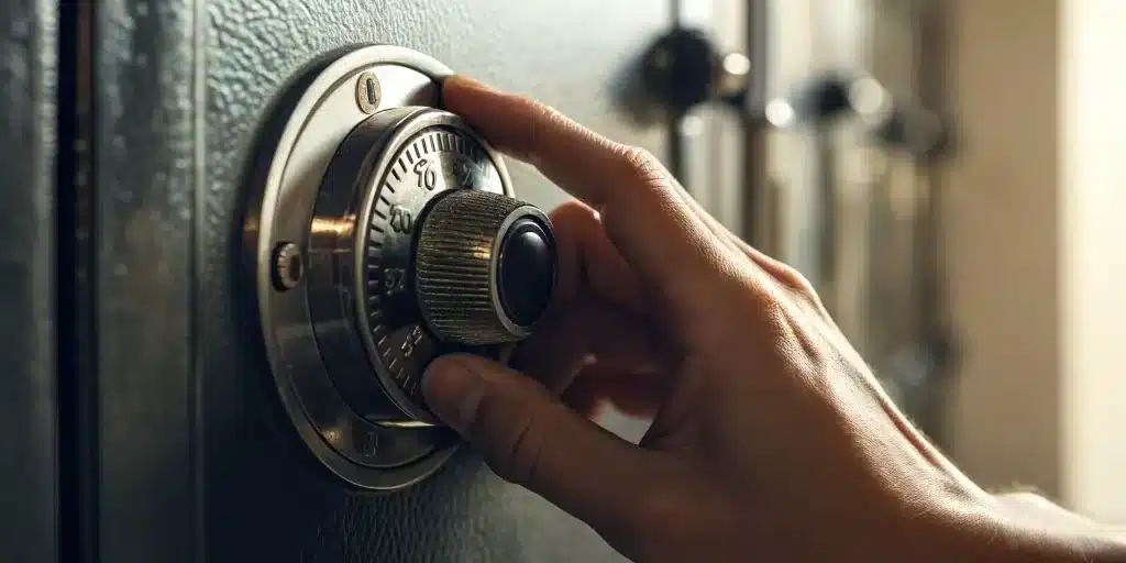 Opening a combination safe lock.