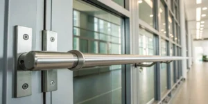 Commercial panic door hardware parts.