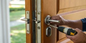 Replacing front door lock.