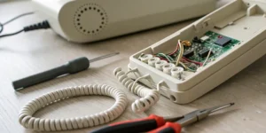 Intercom system repair tools and components.
