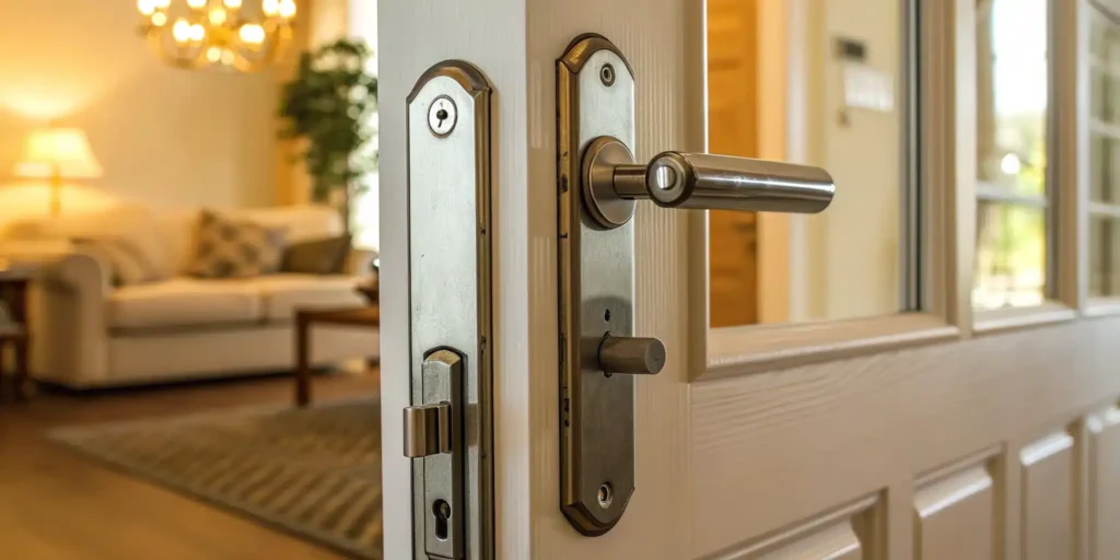 A modern door lock, a key factor in the price to change a door lock.