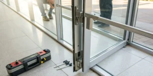How to safely install a panic bar on a glass door.