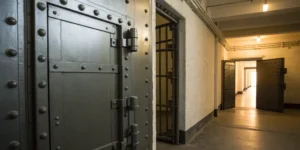 Steel fire rated door with new hardware, a factor in the final installation cost.