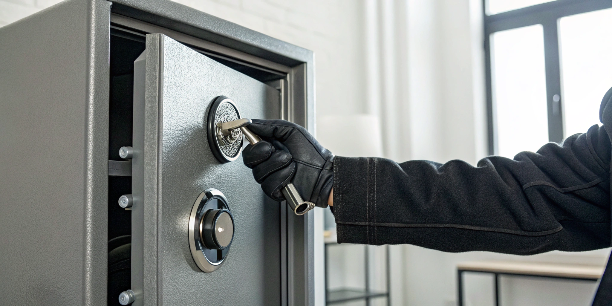 A professional from the best safe opening company using a tool to open a secure lock.