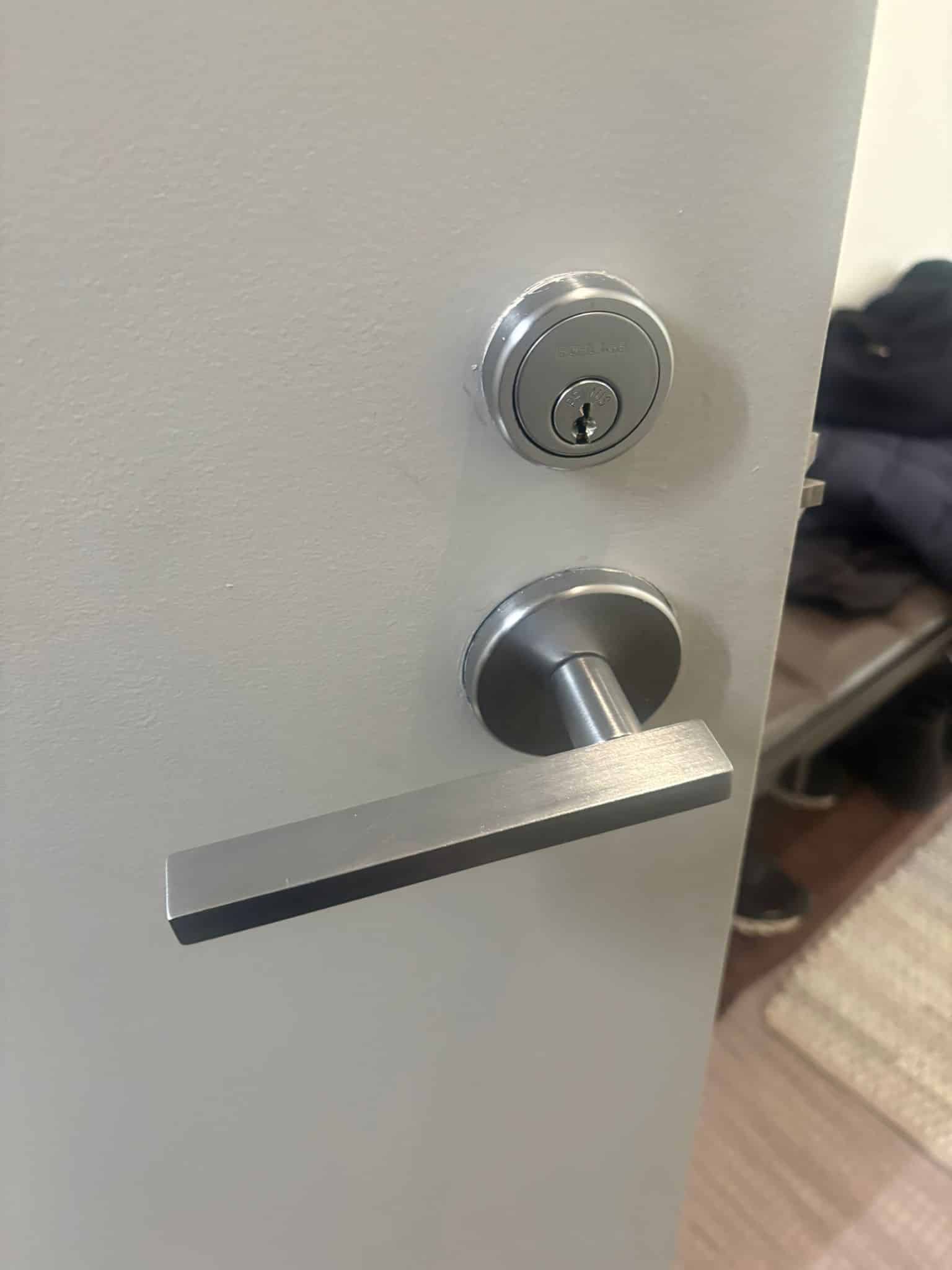 a door handle and lock