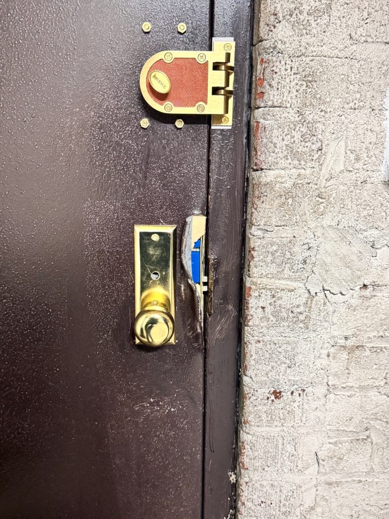 a door lock and lock on a door