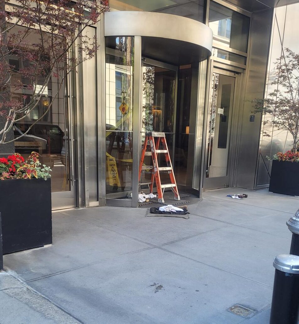 a ladder outside a building