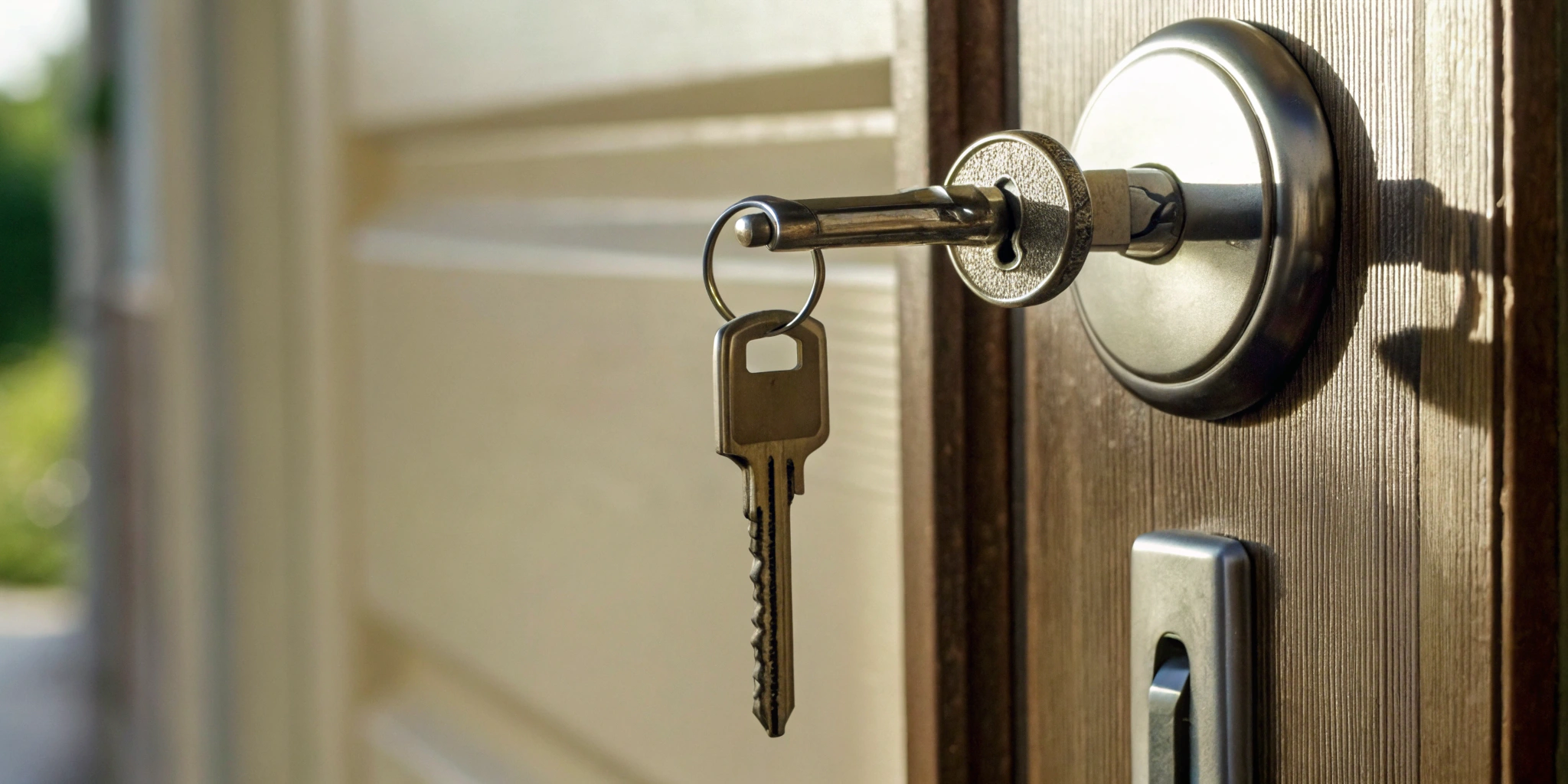 A broken key snapped off in a door lock requiring repair.