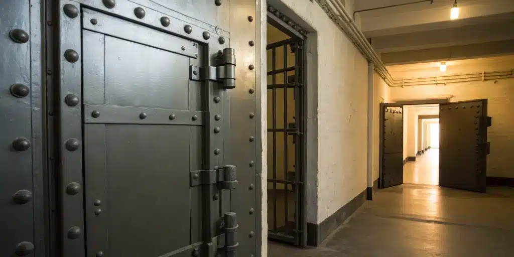 Steel fire rated door with new hardware, a factor in the final installation cost.