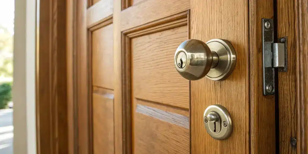 A misaligned strike plate making a door loose when closed.