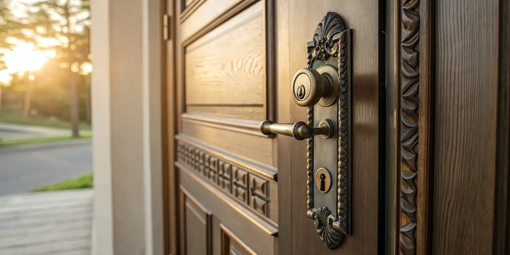 A new lock on an apartment door after a break-in lock change.