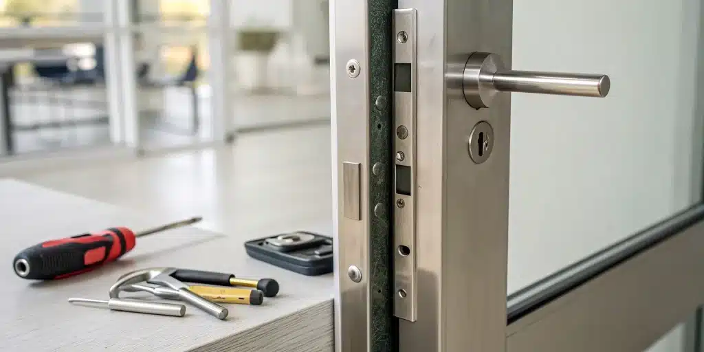 How to install an electric strike in a metal door with the necessary tools and hardware.
