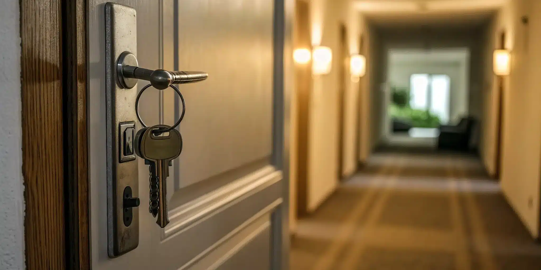 A renter's keys in an apartment door lock, a situation needing lockout tips.
