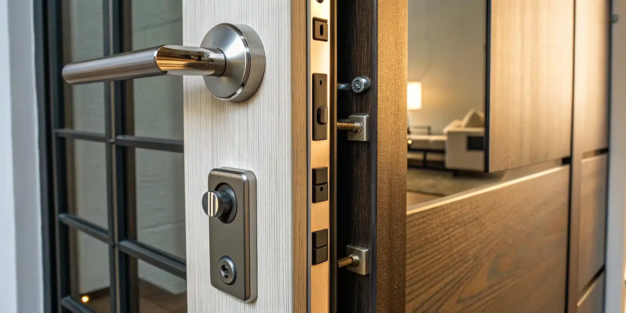 Magnetic lock vs. electric strike on a modern door.