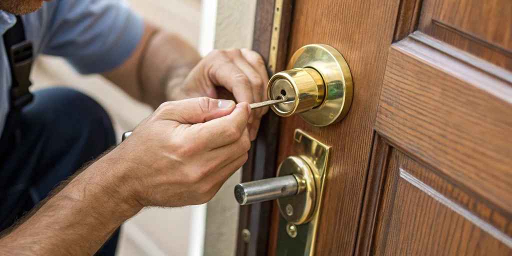 How to change a mortise lock cylinder on a door with a screwdriver.