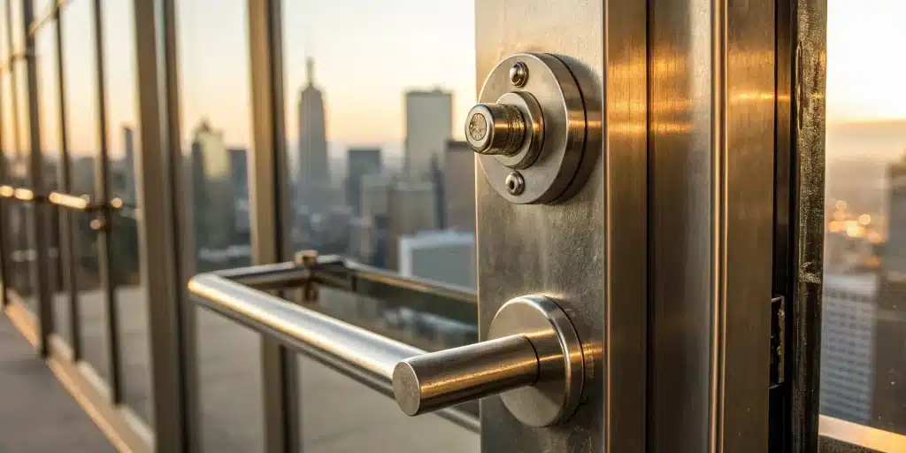 Heavy-duty commercial door lock.