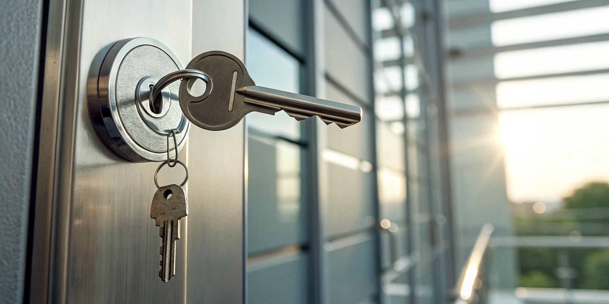 A secure master key system for a business with a key unlocking an office door.